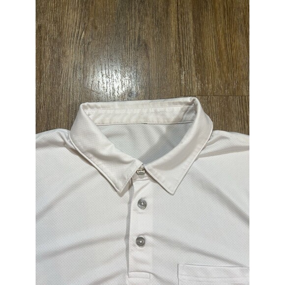 Vuori Strato Tech Polo Shirt Mens Medium White Short Sleeve *Flaw - Picture 3 of 8